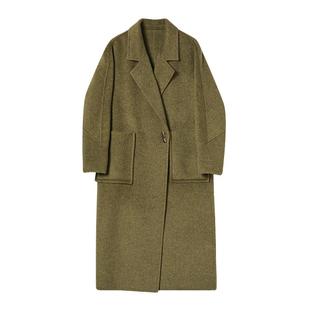 恩瑞妮老钱风羊毛大衣女长款宽松翻领毛呢外套高级感2025年新款冬