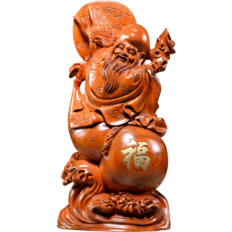 刺史寿星葫芦风水送老人贺礼木雕