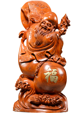 刺史寿星葫芦风水送老人贺礼木雕