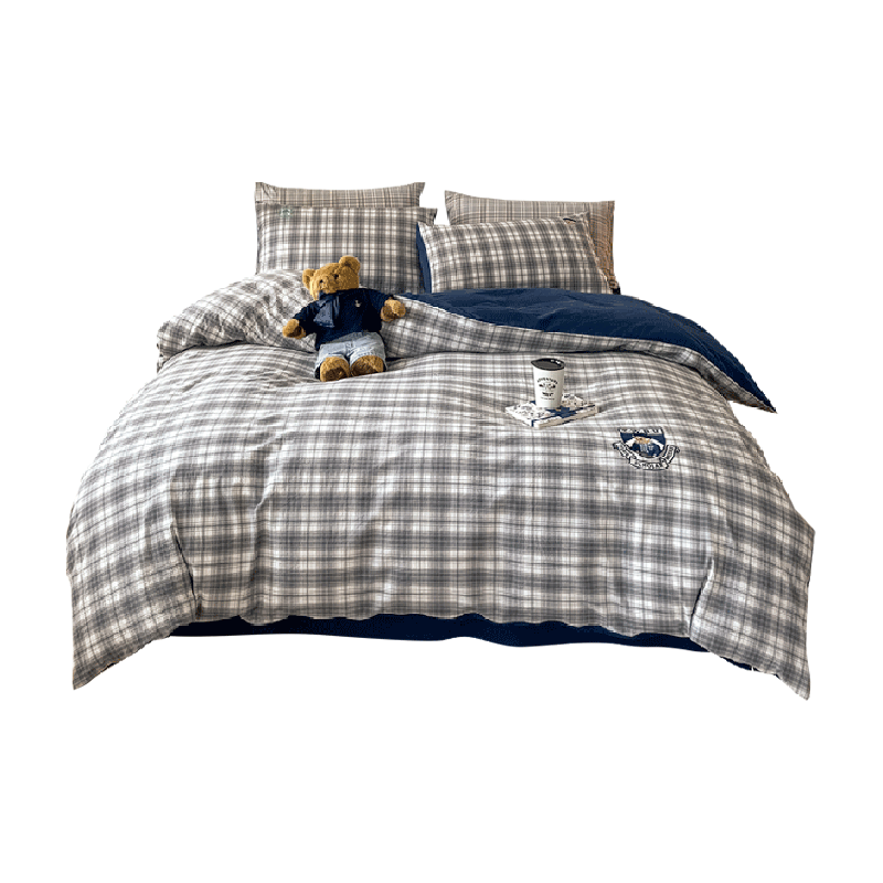 TeenieWeenie小熊学院风纯棉四件套A类纯棉刺绣被套床单机洗床品