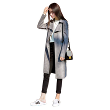 2019春装新款chic女中长款修身风衣1