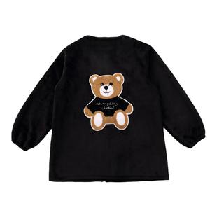 冬款儿童罩衣男童女童保暖外套羽绒服防脏加绒中大童围裙