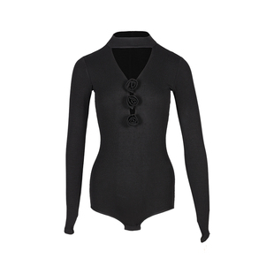 Dancebaby拉丁舞服上衣女新款成人练功服舞衣专用长袖连体服YD398