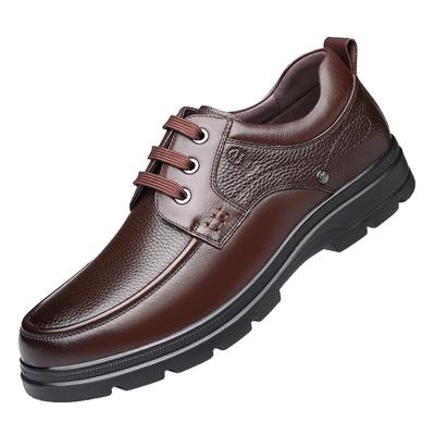 老人头休闲皮鞋男真皮厚底爸爸鞋