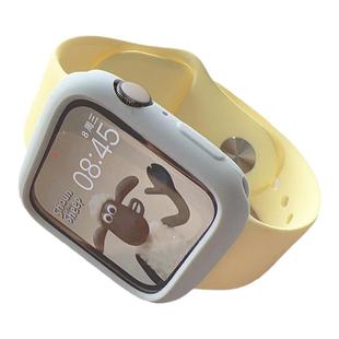 仙草夏天淡黄色拼色保护壳iwatch表带se适用Applewatch苹果手表s8