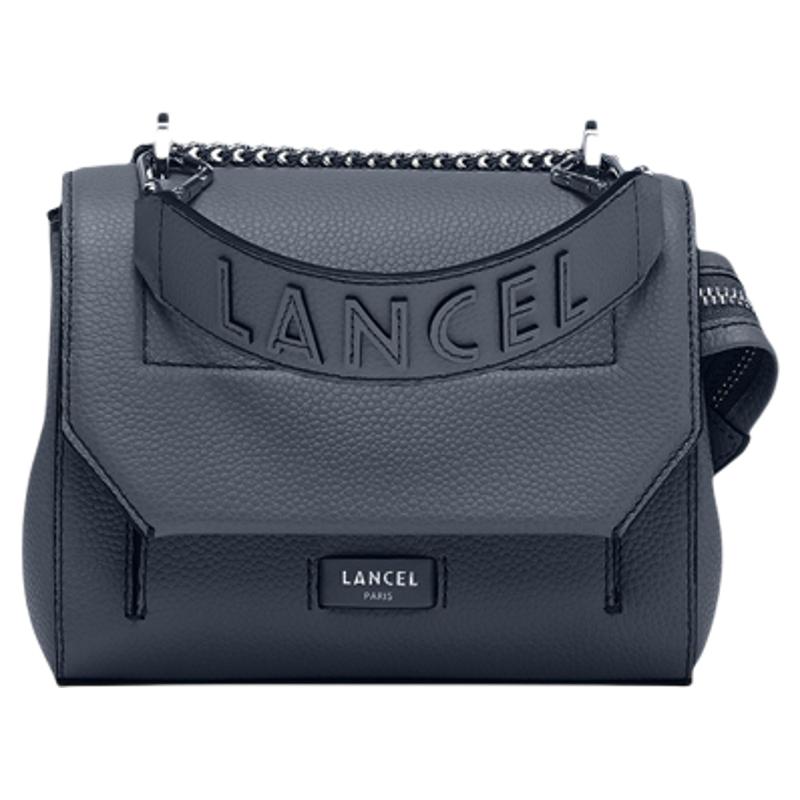 LANCEL/兰姿Ninon小号链条包小方包真牛皮荔枝皮黑色单肩包斜挎包