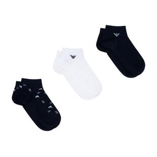 EMPORIO ARMANI/阿玛尼春夏新款男士三双装微弹提花短筒袜子套装