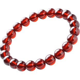 橙红石榴石手串东海水晶玛瑙玉髓翡翠宝玉石单圈散珠子芬达石手链