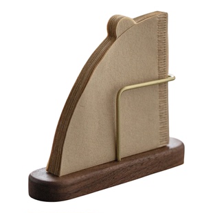 咖啡滤纸收纳盒摩卡壶V形扇形通用黑胡桃实木挂耳手冲咖啡滤纸架