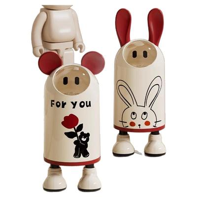 客厅垃圾桶家用2025新款装饰垃圾篓卡通兔子摆件卫生桶卧室儿童房