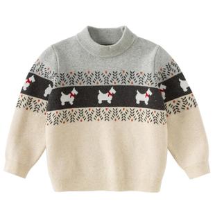 戴维贝拉儿童毛衣套头衫2026冬季新款男童中大童半高领羊绒衫A类