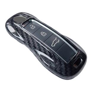 适用保时捷真碳纤维简约全包钥匙保护壳套卡宴911帕拉梅拉Taycan