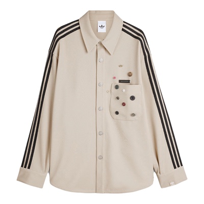 Adidas/阿迪达斯正品三叶草男女休闲长袖宽松条纹运动衬衫KC3141