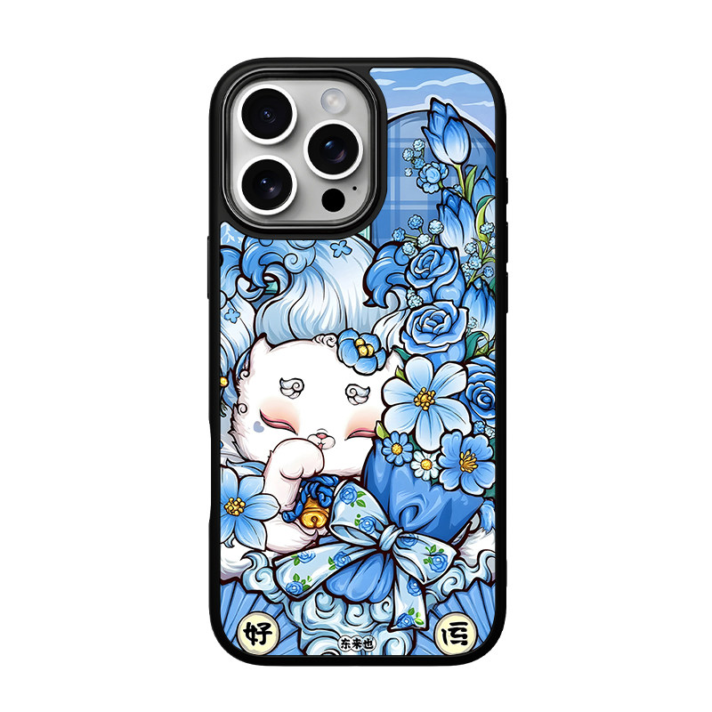 东来也适用于苹果18promax/16promax原创新款iPhone17air/15plus/14pro/13Promax女生手机保护壳蓝色好运狐仙