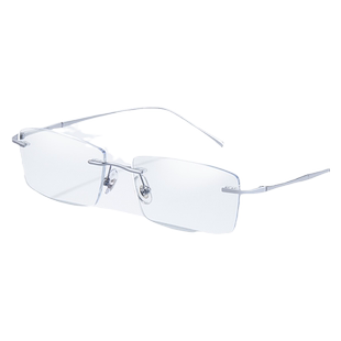 德国蔡司防蓝光镜片无框眼镜男纯钛超轻无边框近视眼镜商务镜架 M