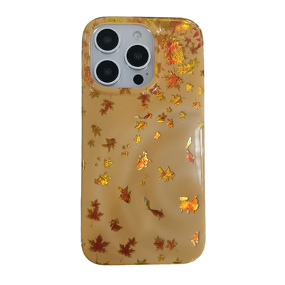 中国风金鱼枫叶手机壳带挂件