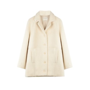 solighter 法式复古长毛羊驼绒大衣女秋冬新款宽松中长款毛呢外套