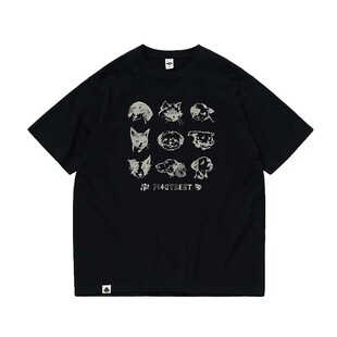 714street夏季美式复古纯棉做旧动物印花插肩短袖T恤男情侣款上衣