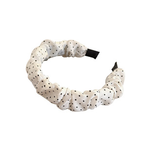 韩系甜美波点褶皱宽边发箍女款秋冬高颅顶洗脸压发头箍碎发卡发捆