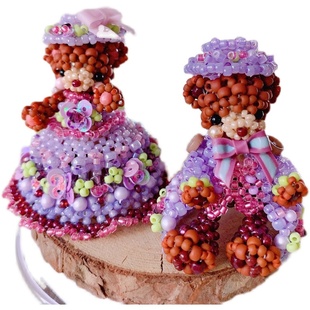 手工串珠diy材料包 日本蝴蝶结礼服关节熊情侣 miyuki toho米珠制