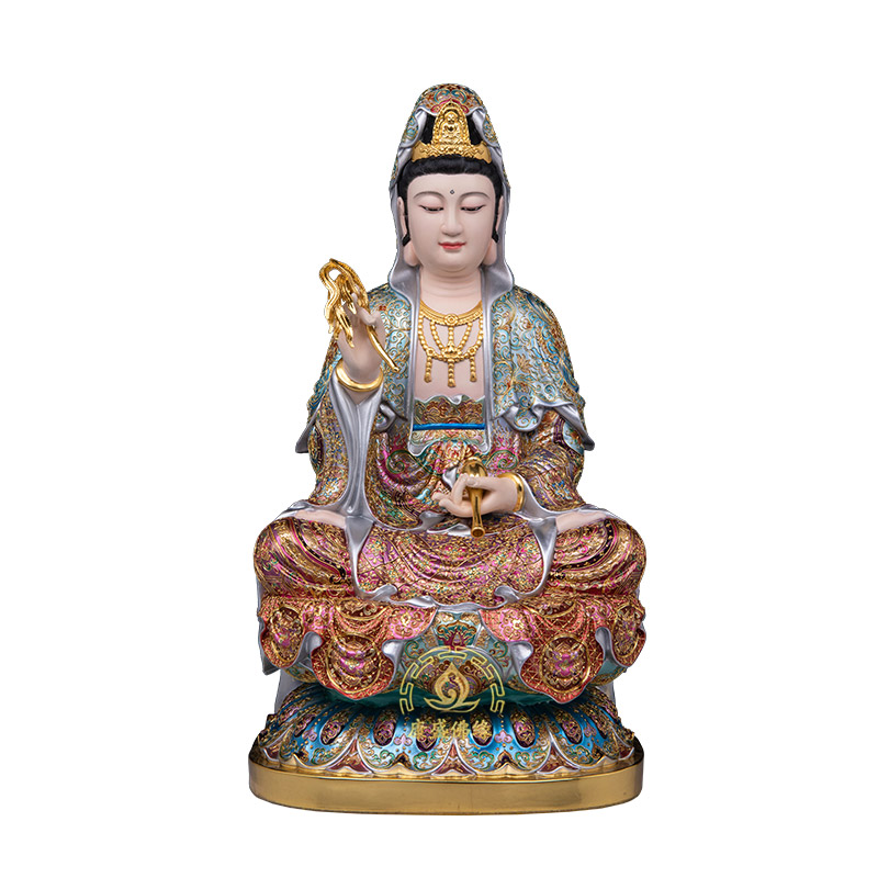 纯铜观音菩萨像中式家用供奉摆件