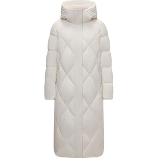 坦博尔新款鹅绒羽绒服女连帽长款过膝保暖加厚外套冬TB232866