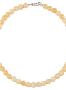 KISSMORE/琛墨金晖秋影设计师款天然米黄玉925纯银女项链手链套装