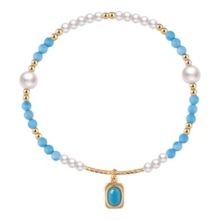 AJIDOU阿吉豆珍珠绿松石手链女2026年新款小众精致手串高级感手饰