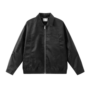 【吉杰专属】重新加载 新中式暗纹低调显贵老钱风翻领PU夹克