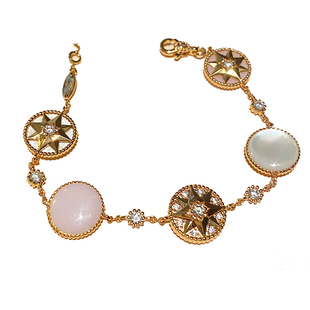 吾爱招桃花温柔粉玉髓白贝母八芒星罗盘手链双面佩戴气质百搭女