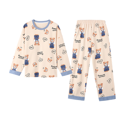 女自带胸垫一体长袖睡衣套装