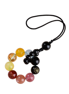 遇见普陀山五行相生补缺金水土天然多宝水晶平衡五福手机挂件包链