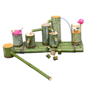 竹筒流水器摆件竹子鱼缸养鱼池不插电过滤器太阳能无电自循环系统