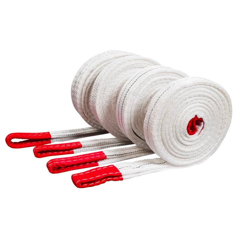 白色吊装带起重吊带工业扁平吊带2/3/5/8吨6/10米吊车拖车绳双扣