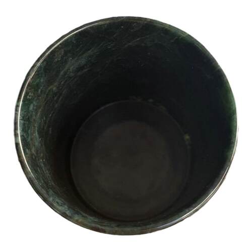 纯手工雕刻玉石茶酒墨绿玉口杯玉石茶具磁性保健祁连玉夜光杯防烫