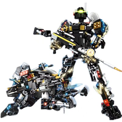 沃马科技特警4合1烈风战狼积木6+