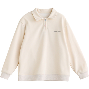 诺诺公主S1N初中生翻领加绒卫衣女春青少年学生韩系宽松显瘦上衣