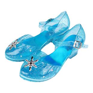 夏季女童高跟水晶凉鞋冰雪公主儿童艾莎发光果冻鞋子小女孩新款春