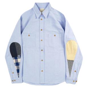 SONOFLOONG复古日系新疆棉长袖衬衫水滴拼接牛津纺纯色全棉休闲潮