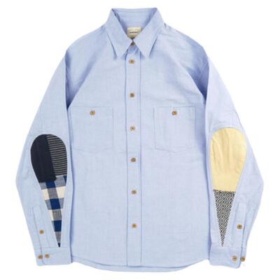 复古古布拼接水滴牛津纺衬衫潮流