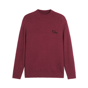 BODYDREAM【马年限定】抗起球小高领毛衣男红色针织衫/常规正肩版