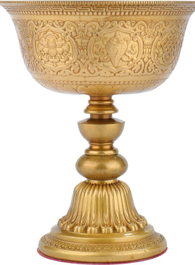 慧宝八吉祥雕花酥油灯铜民族风