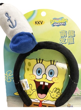 KKV海绵宝宝系列蓝色橙色布艺头箍可爱卡通潮流时尚卡通周边