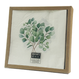 精品2层60张礼盒装小清新风餐巾纸尤加利柠檬桉树叶印花家用纸巾