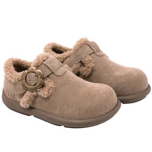 ELLEkids童鞋 加绒勃肯鞋女童2025秋冬新款儿童复古棉鞋二棉鞋子