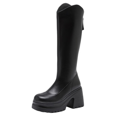 长筒靴女大筒围显瘦小个子高跟