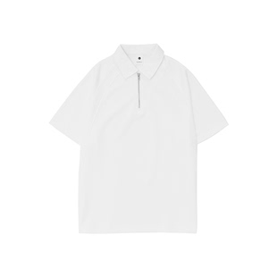 GOKIGA宫崎迦夏季潮牌宽松拉链短袖polo衫男 简约休闲翻领T恤6639