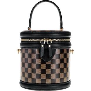 蠢小鱼diy手工包头层牛皮手提斜挎包女发财水桶包圆筒自制材料包