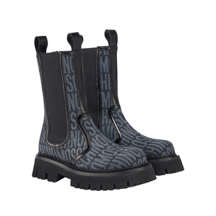 【礼物】Moschino/莫斯奇诺女士Allover Logo拼接时尚靴子