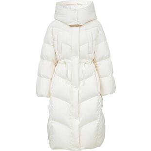 ONLY2025冬季新款90白鸭绒防风立领抗静电连帽宽松长款羽绒服女